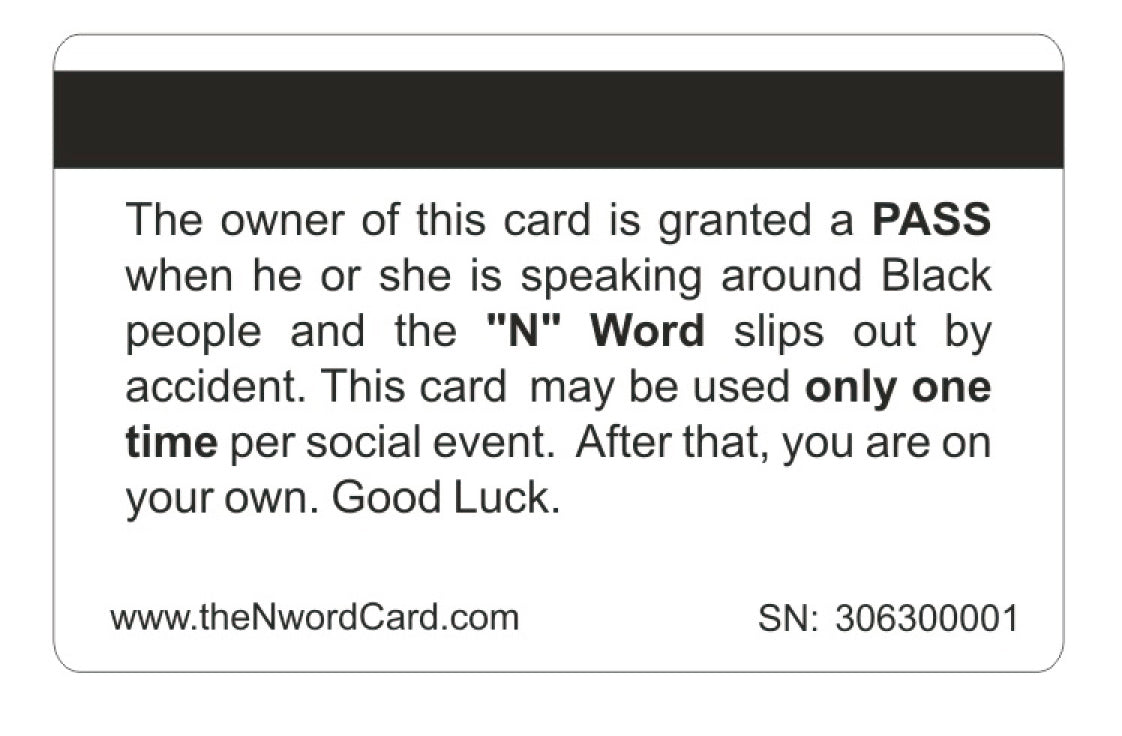 Official N Word Pass Card™ (4 PACK) Free Shipping..